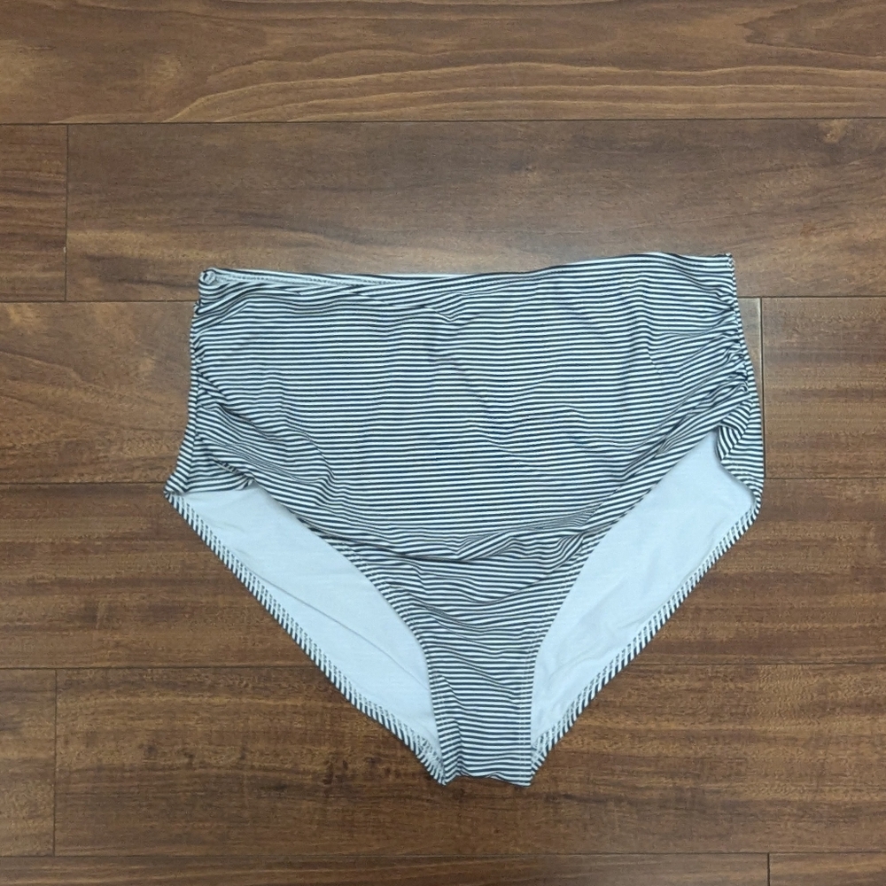 Striped High-Waisted Bikini Bottom